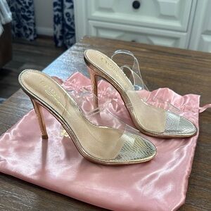 Gold and Clear Women's Heels